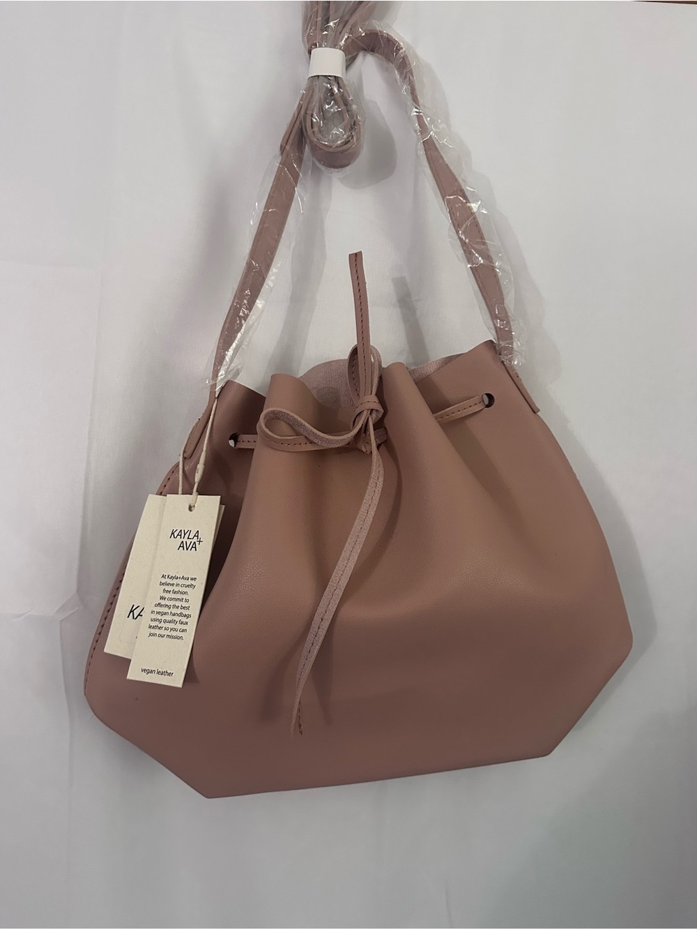 Kayla + Ava Vegan Leather bow tie bucket bag